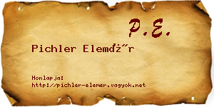 Pichler Elemér névjegykártya